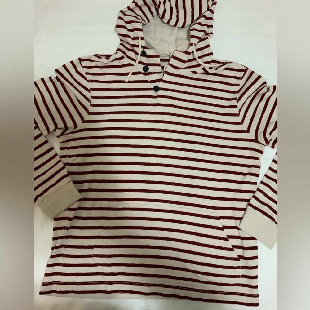 J. Crew Red and White Striped Hoodie